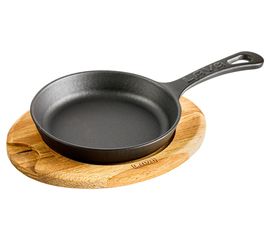 Сковорода круглая чугунная на деревянной подставке, 16 см, LAVA, фото 