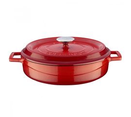 Кастрюля чугунная эмалированная красная с крышкой, 32 см, LAVA, фото 