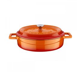 Кастрюля чугунная эмалированная оранжевая, 24 см, LAVA, фото 