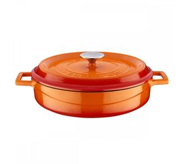 Кастрюля чугунная эмалированная оранжевая, 28 см, LAVA, фото 