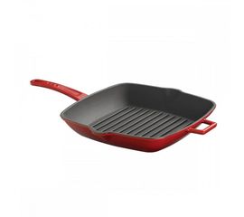 Сковорода-гриль чугунная эмалированная красная, 26х32 см, LAVA, фото 