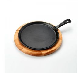 Сковорода круглая чугунная на деревянной подставке, 20 см, LAVA, фото 