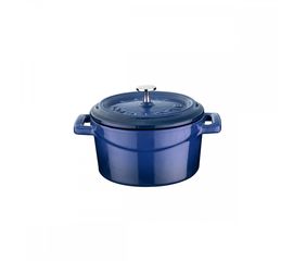 Кастрюля порционная круглая чугунная эмалированная синяя, 10 см, LAVA, фото 