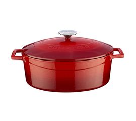 Кастрюля овальная чугунная эмалированная красна, 4,67л, LAVA, фото 