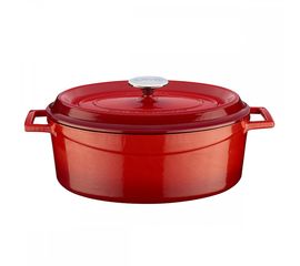 Кастрюля овальная чугунная эмалированная красная, 4,67 л, LAVA, фото 