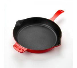Сковорода чугунная эмалированная красная, 28 см, LAVA, фото 