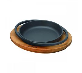 Сковорода чугунная с 2-мя ручками на деревянной подставке, 16 см, LAVA, фото 