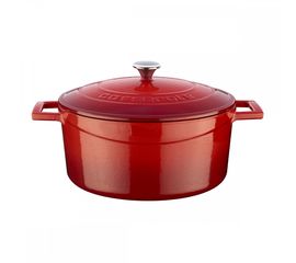 Кастрюля чугунная эмалированная красная, 24 см, LAVA, фото 