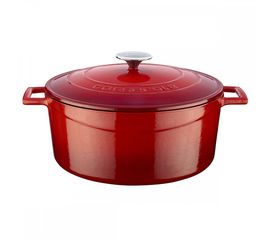 Кастрюля чугунная эмалированная красная, 28 см, LAVA, фото 