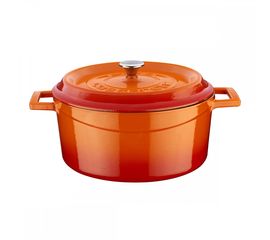 Кастрюля чугунная эмалированная оранжевая, 24 см, LAVA, фото 