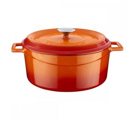 Кастрюля чугунная эмалированная оранжевая, 28 см, LAVA, фото 