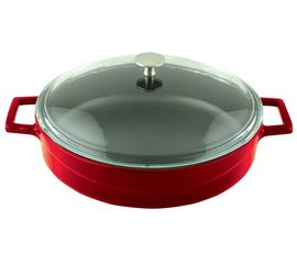 Кастрюля чугунная эмалированная красная со стеклянной крышкой, 28 см, LAVA, фото 