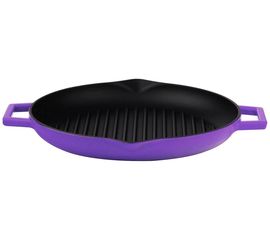 Сковорода-гриль чугунная эмалированная фиолетовая, 28 см, LAVA, фото 
