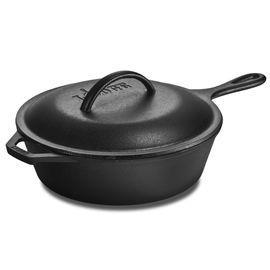 Сковорода с крышкой глубокая, 30 см, черная, чугун, Lodge, фото 