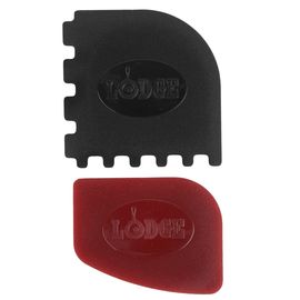 Набор из 2-ух скребков для сковороды, размер: 20,6 х 11,8 см, материал: пластик, цвет: черный, красный, SCRAPERCOMBO, LODGE, США, фото 