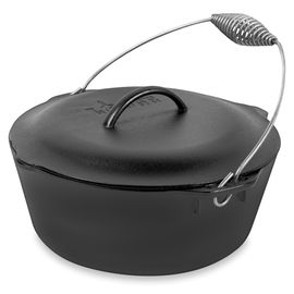 Казан с проволочной рукояткой, 30 см, 6 л, черный, чугун, Lodge, фото 