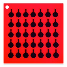 Коврик квадратный, 17.8х17.8 см, красный с черным рисунком, силикон, Lodge, Цвет: Красный, фото 