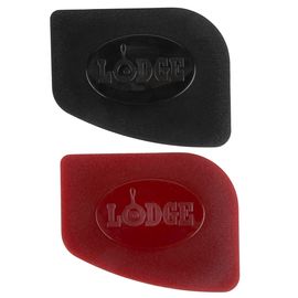 Набор из 2-ух скребков для сковороды, размер: 7,5 х 5,8 см, материал: пластик, цвет: черный, красный, SCRAPERPK, LODGE, США, фото 