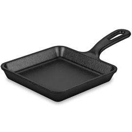 Сковорода для фахитос квадратная 14х14 см, черная, чугун, Lodge, фото 
