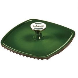 Пресс для жарки, 21x21 см, зеленый, чугун, Lodge, фото 