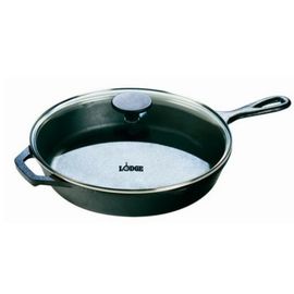 Сковорода со стеклянной крышкой круглая, 30 см, чугун, черная, Lodge, фото 