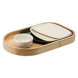 Набор из 4-х сервировочных тарелок на деревянном подносе Sorrento, Liberty Jones, фото 