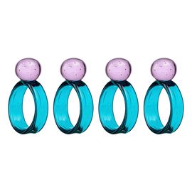 Набор из 4 колец для салфеток Orb, d 4 см, бирюзовые/розовые, Liberty Jones, фото 