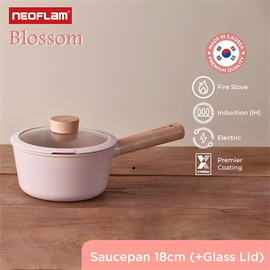 Ковш со стеклянной крышкой для индукционных плит Blossom 18 см, Neoflam, фото 