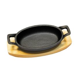 Сковорода овальная чугунная на деревянной подставке, 17*12 см, P.L. Proff Cuisine, фото 