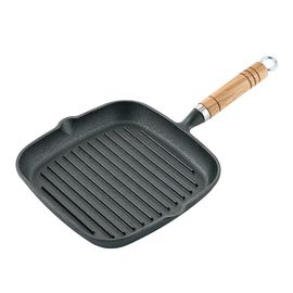 Сковорода-гриль чугунная с деревянной ручкой 22 cм, P.L. Proff Cuisine, фото 