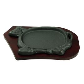 Сковорода чугунная, "Корова" на деревянной подставке 28*16 cм, P.L. Proff Cuisine, фото 