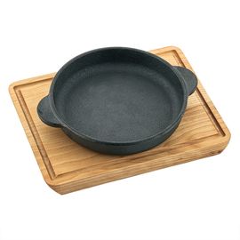 Сковорода чугунная на деревянной подставке 14.5*18*2.8 cм, P.L. Proff Cuisine, фото 
