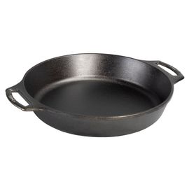 Сковорода с двумя ручками круглая 26 см, черная, чугун, Lodge, фото 