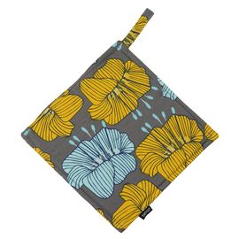 Прихватка из хлопка серого цвета с принтом Цветы из коллекции Prairie, 22х22 см, Tkano, фото 