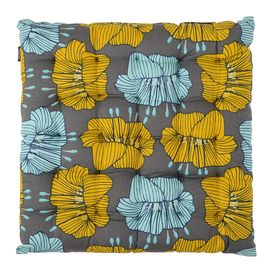 Подушка на стул из хлопка серого цвета с принтом Цветы из коллекции Prairie, 40х40 см, Tkano, фото 