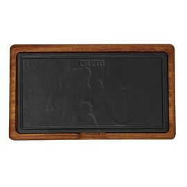 Блюдо чугунное прямоугольное на деревянной подставке, 16*30 см, LAVA, фото 