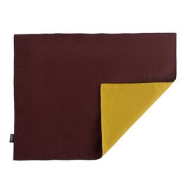 Салфетка под приборы из умягченного льна с декоративной обработкой бордовый/горчица Essential, 35х45, Tkano, фото 