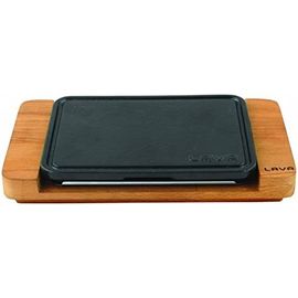 Блюдо чугунное прямоугольное на деревянной подставке, 22*16 см, LAVA, фото 