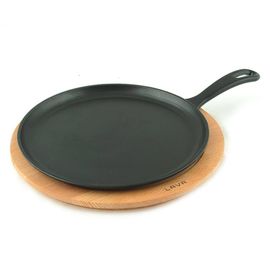 Сковорода круглая чугунная на деревянной подставке, 26 см, LAVA, фото 