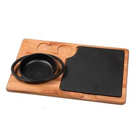 Набор для подачи: сковорода чугунная на деревянной подставке, 12 см, LAVA, фото 