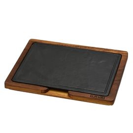 Блюдо чугунное прямоугольное на деревянной подставке, 18*25 см, LAVA, фото 