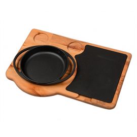 Сковорода чугунная на деревянной подставке, 16 см, LAVA, фото 