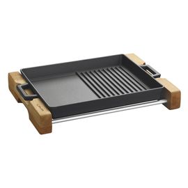 Сковорода-гриль чугунная на деревянной подставке, 26*32 см, LAVA, фото 