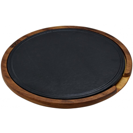 Блюдо чугунное на деревянной подставке, 29 см, LAVA, фото 