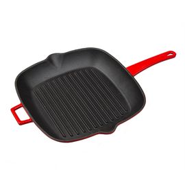 Сковорода-гриль, чугун, эмаль красная 28*28 см, LAVA, фото 