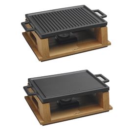 Сковорода-гриль чугунная с 2-мя ручками на деревянной подставке, 20*30 см, LAVA, фото 