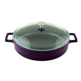 Кастрюля чугунная эмалированная фиолетовая со стеклянной крышкой, 28 см, LAVA, фото 