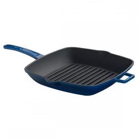 Сковорода-гриль чугунная эмалированная синяя, 28*28 см, LAVA, фото 
