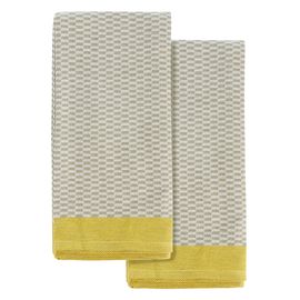 Набор из двух кухонных жаккардовых полотенец  оливкового цвета из коллекции Essential, 50х70 см, Tkano, фото 