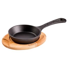 Сковорода круглая чугунная на деревянной подставке, 12 см, LAVA, фото 